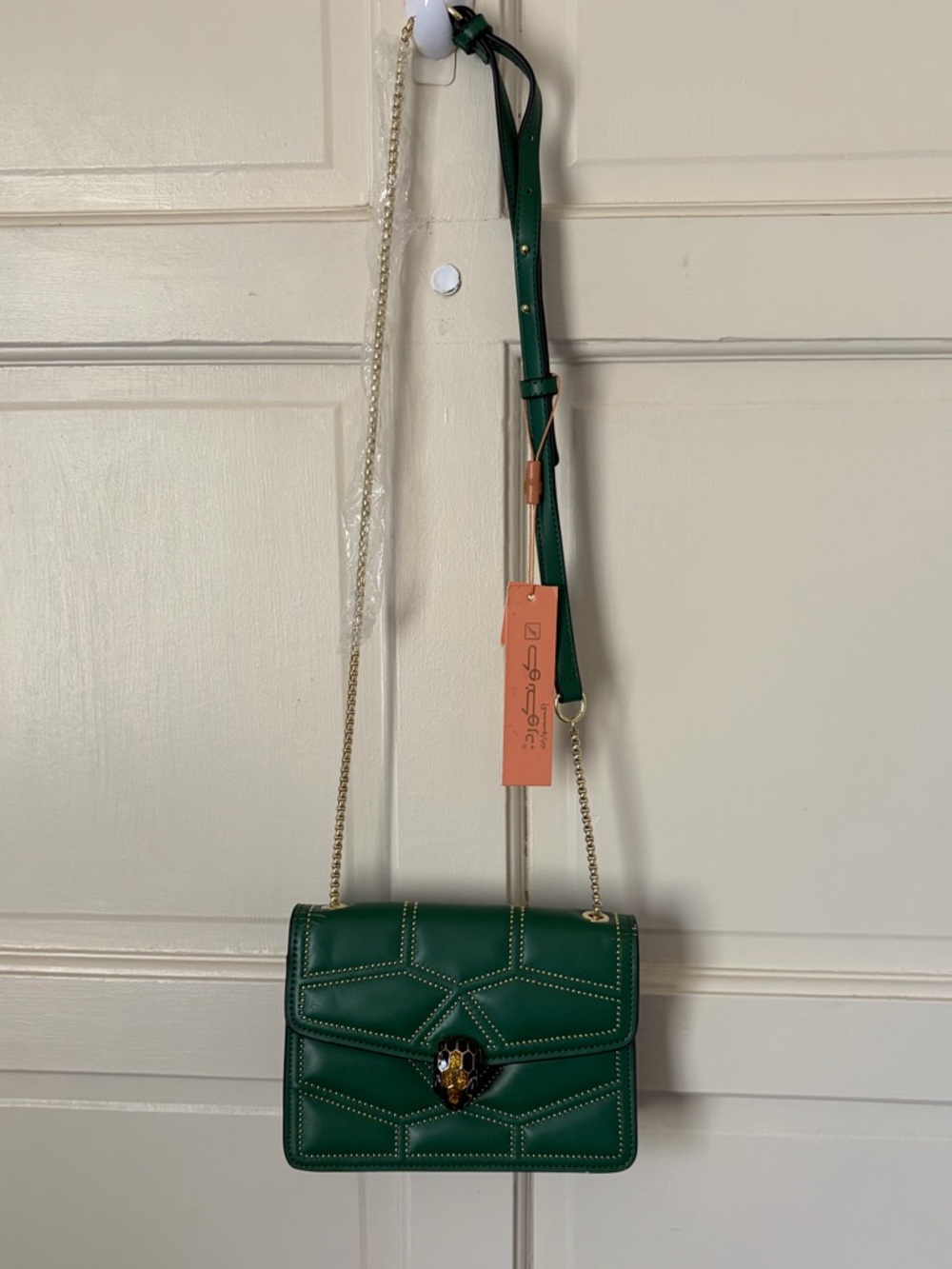 Concorde Green Quilted Leather Crossbody Bag with Chain Strap